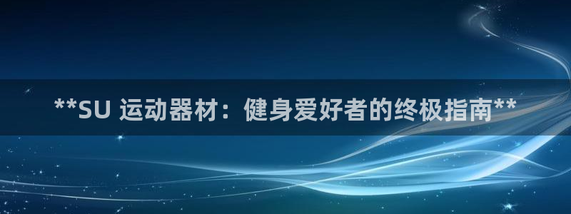 意昂3集团E.ON：**SU 运动器材：健身爱好者的